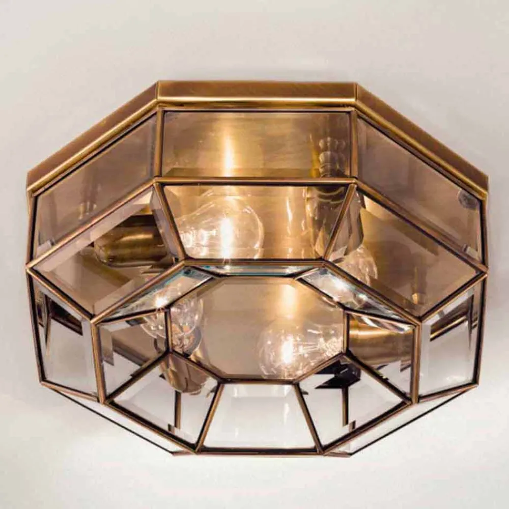 Il Fanale Vintage Deckenleuchten-Vintage Deckenlampe aus brüniertem Messing und Glas 2 Größen - Bound von