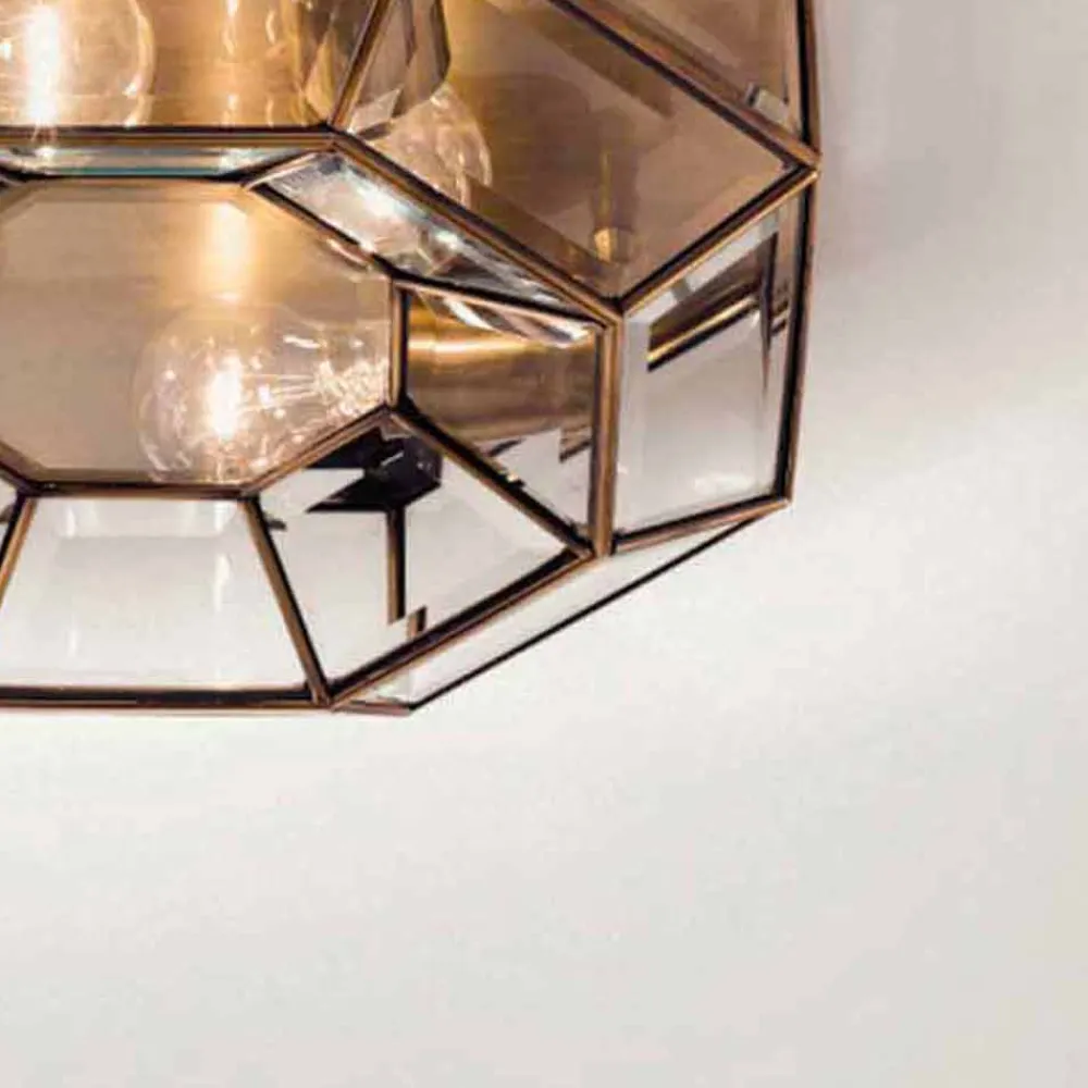 Il Fanale Vintage Deckenleuchten-Vintage Deckenlampe aus brüniertem Messing und Glas 2 Größen - Bound von