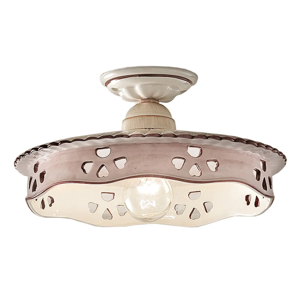 Ferroluce Vintage Deckenleuchten-Vintage Deckenlampe aus Keramik und handgefertigtem Eisen 2 Größen - Alessandria