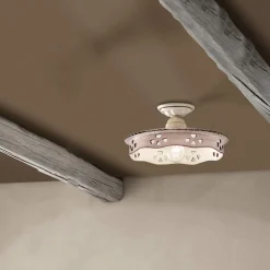 Ferroluce Vintage Deckenleuchten-Vintage Deckenlampe aus Keramik und handgefertigtem Eisen 2 Größen - Alessandria