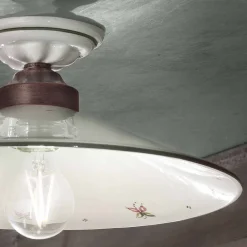 Ferroluce Vintage Deckenleuchten-Vintage Deckenlampe aus Keramik und handgefertigtem Eisen in 3 Größen - Asti