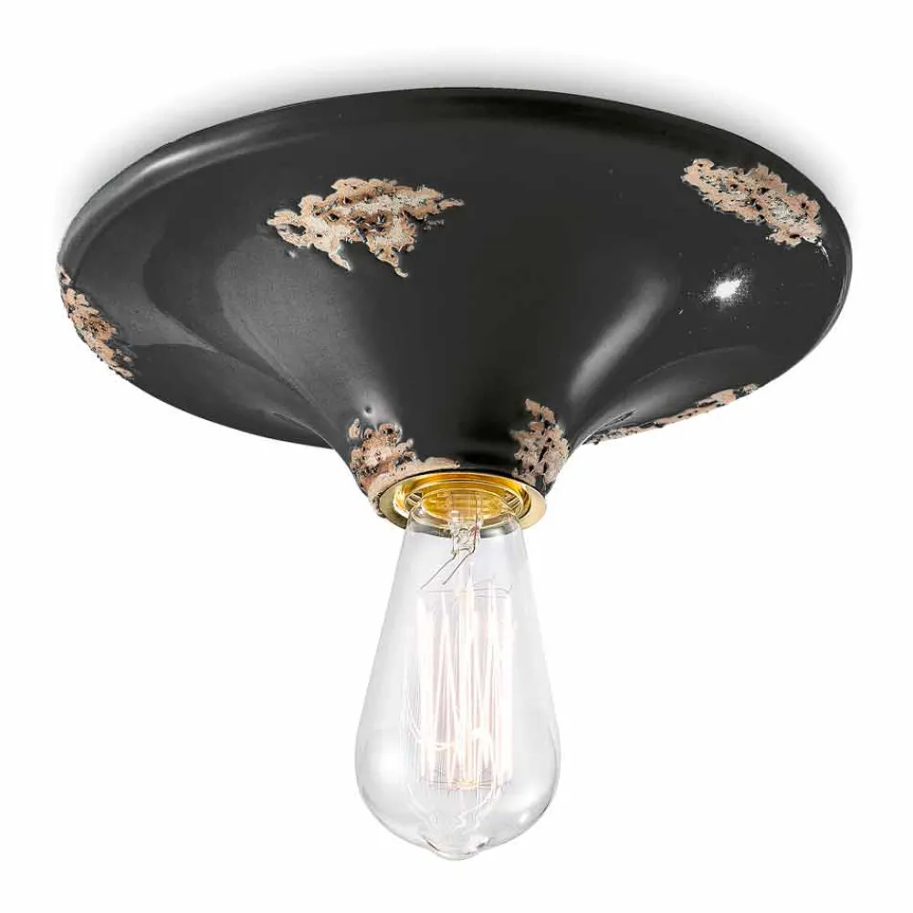 Ferroluce Vintage Deckenleuchten-Vintage Deckenleuchte aus Keramik Erica