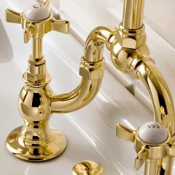 Viadurini Bathroom Waschbeckenarmaturen-Vintage Design Bridge Waschbeckengruppe aus Messing Made in Italy - Katerina