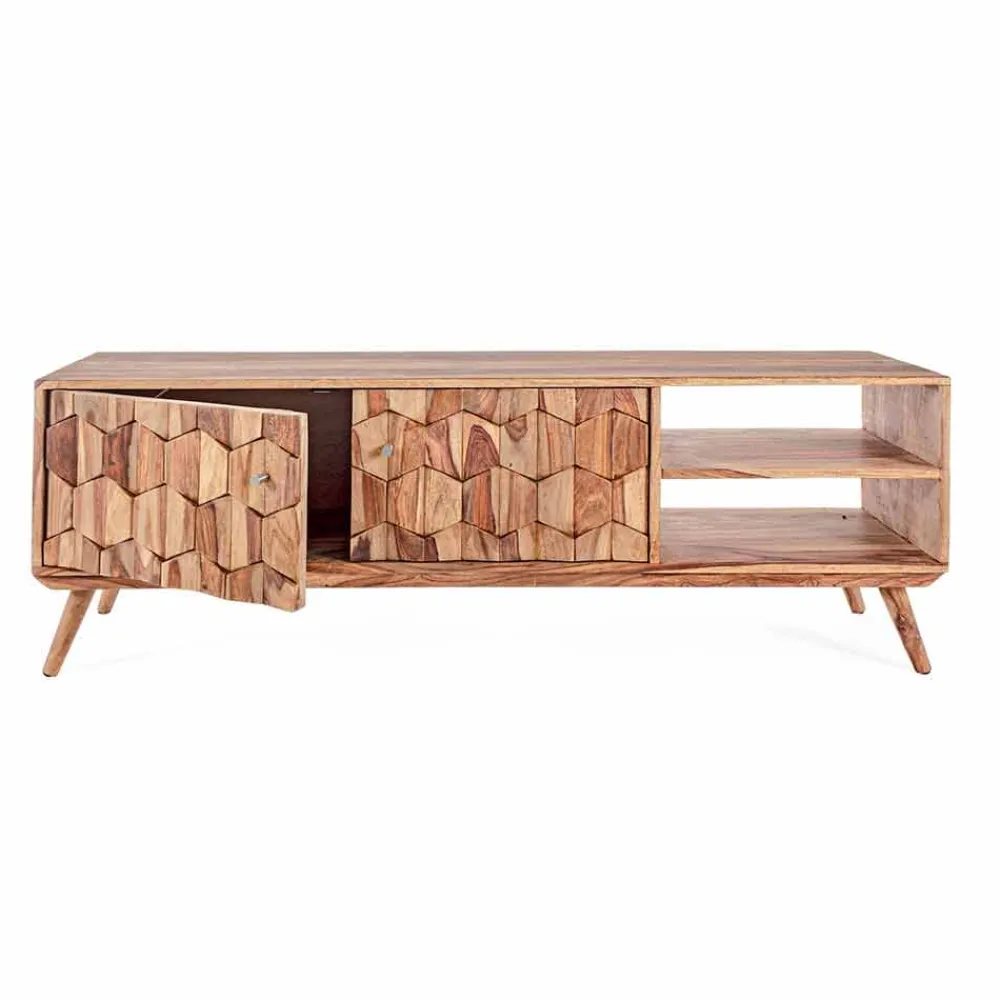 Viadurini Living Tv-Möbel-Vintage Design Holz TV-Ständer mit Homemotion Stahlknöpfen - Ventador