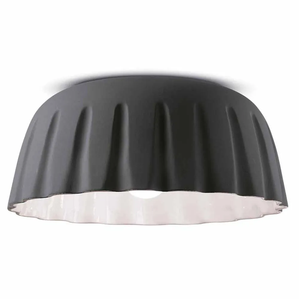 Ferroluce Vintage Deckenleuchten-Vintage Design Keramik Deckenleuchte Made in Italy - Madame Grès