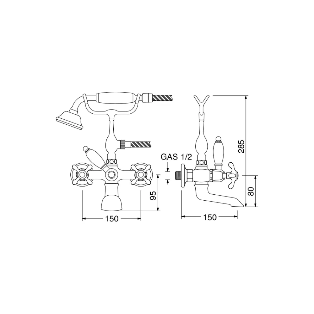 Viadurini Bathroom Badewannearmaturen-Vintage Design Messing Badewannengruppe Made in Italy - Klarisa