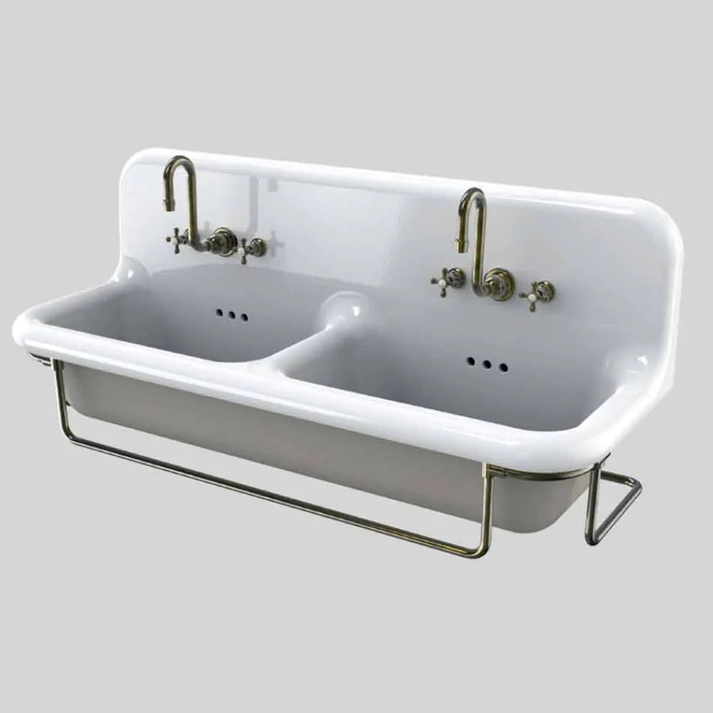 Viadurini Bathroom Vintage Waschbecken|Farbige Waschbecken-Vintage Doppelwaschbecken farbiges Keramikwaschbecken mit aufgehängtem Boden, Da