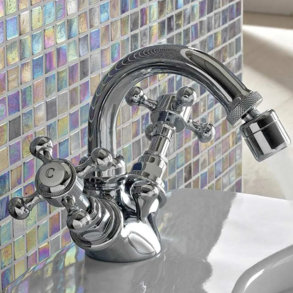 Viadurini Bathroom Bidetarmaturen-Vintage Einloch-Bidetmischer aus Messing Made in Italy - Elisea