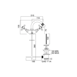 Viadurini Bathroom Bidetarmaturen-Vintage Einloch-Bidetmischer aus Messing Made in Italy - Elisea