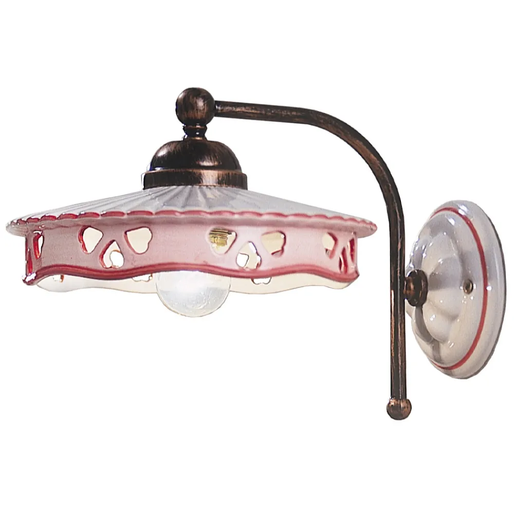 Ferroluce Vintage Wandleuchten-Vintage Eisen Keramik Wandleuchte handgefertigt perforiert - Alessandria
