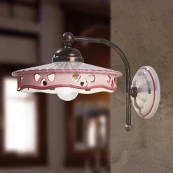 Ferroluce Vintage Wandleuchten-Vintage Eisen Keramik Wandleuchte handgefertigt perforiert - Alessandria