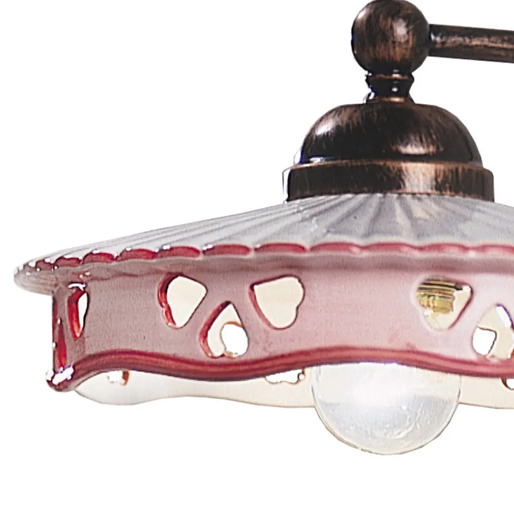 Ferroluce Vintage Wandleuchten-Vintage Eisen Keramik Wandleuchte handgefertigt perforiert - Alessandria