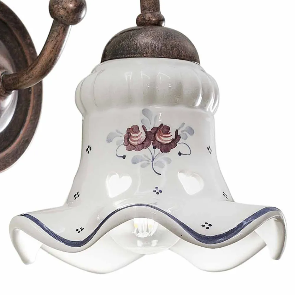 Ferroluce Vintage Wandleuchten-Vintage Eisen und Keramik handgefertigte Applikationen und von Hand verziert - Chieti