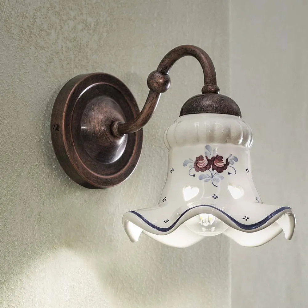 Ferroluce Vintage Wandleuchten-Vintage Eisen und Keramik handgefertigte Applikationen und von Hand verziert - Chieti