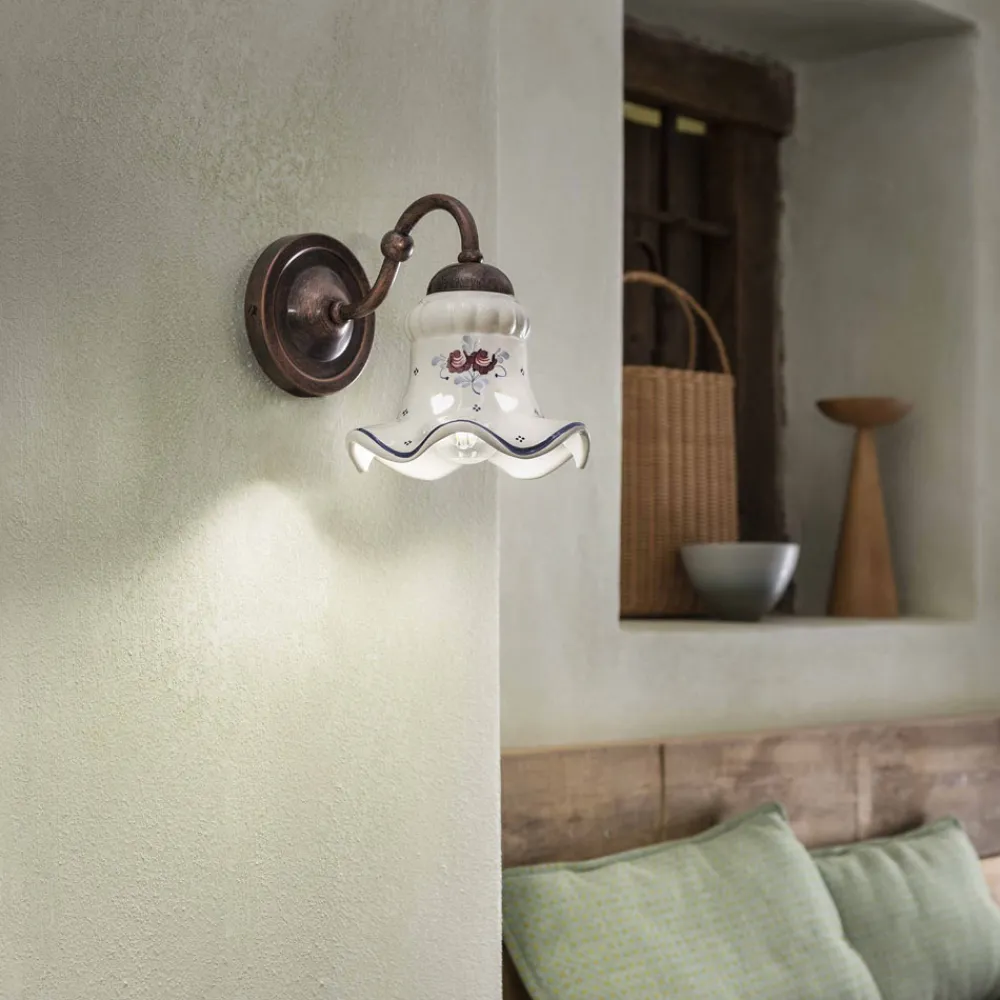Ferroluce Vintage Wandleuchten-Vintage Eisen und Keramik handgefertigte Applikationen und von Hand verziert - Chieti