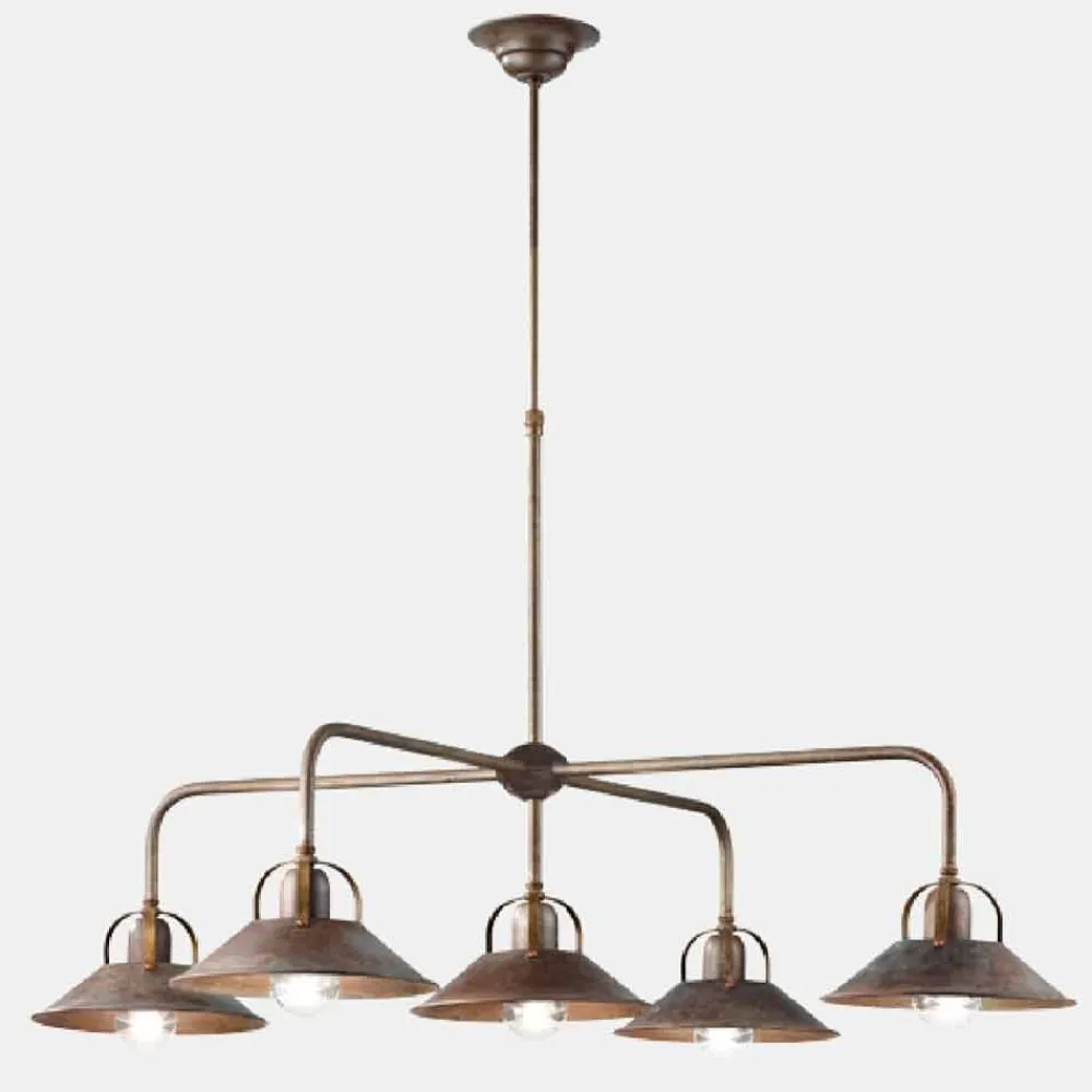 Il Fanale Pendelleuchten Vintage-Vintage 5-flammige Hängelampe aus Luxusmessing - Cascina von