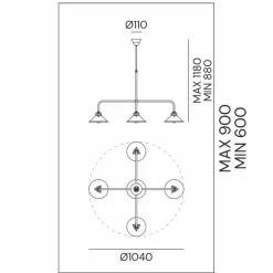 Il Fanale Pendelleuchten Vintage-Vintage 5-flammige Hängelampe aus Luxusmessing - Cascina von