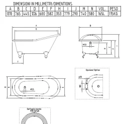 Viadurini Bathroom Freistehende Badewannen-Vintage freistehende Badewanne aus weißem Gusseisen Made in Italy - Paulina