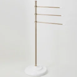 Viadurini Bathroom Badetuchhalter-Vintage Handtuchständer mit 3 Armen aus Messing und Keramik - Lyon