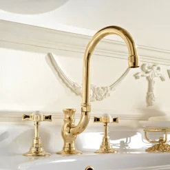 Viadurini Bathroom Waschbeckenarmaturen-Vintage High Mouth Waschbecken Wasserhähne aus Messing Made in Italy - Katerina