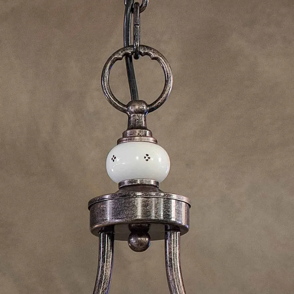 Ferroluce Pendelleuchten Vintage-Vintage Hängelampe 2 Lichter aus handgefertigter Eisenkeramik - Alessandria