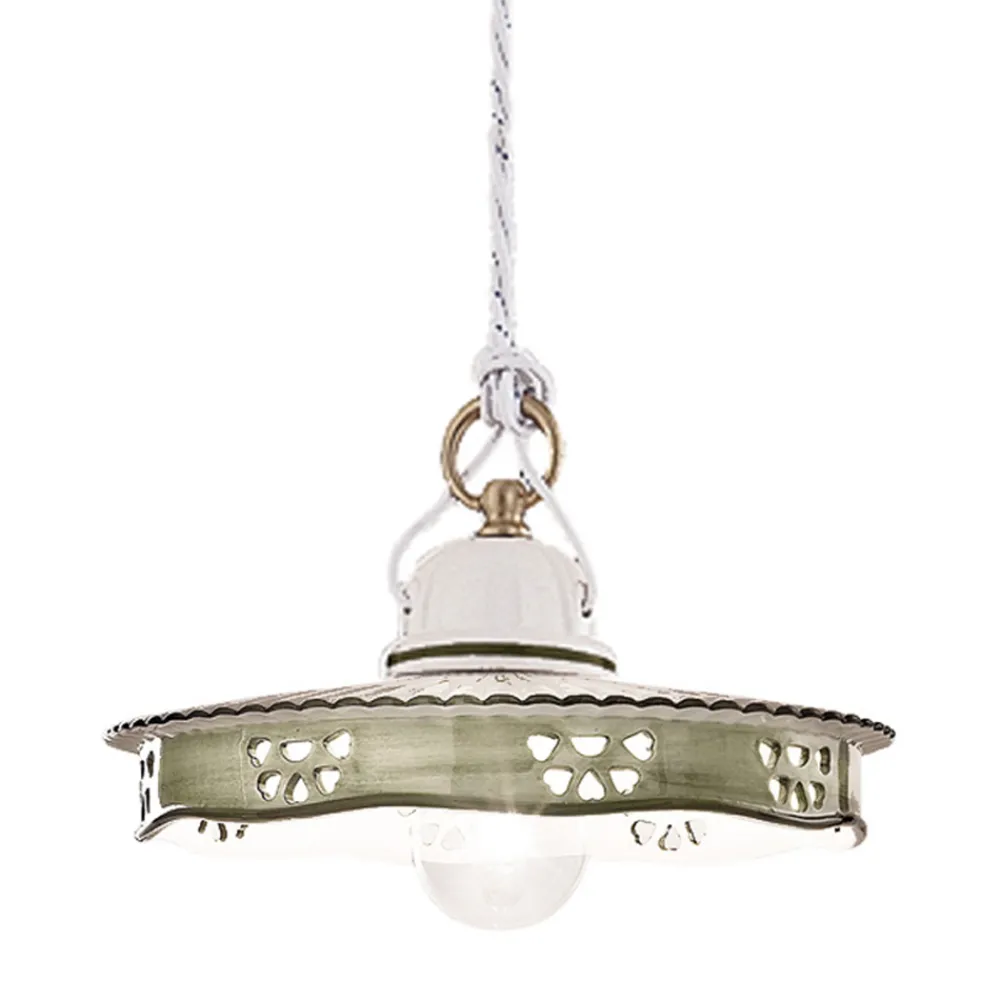 Ferroluce Pendelleuchten Vintage-Vintage Hängelampe aus Keramik und handgefertigtem Eisen - Alessandria