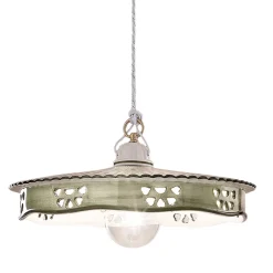 Ferroluce Pendelleuchten Vintage-Vintage Hängelampe aus Keramik und handgefertigtem Eisen - Alessandria