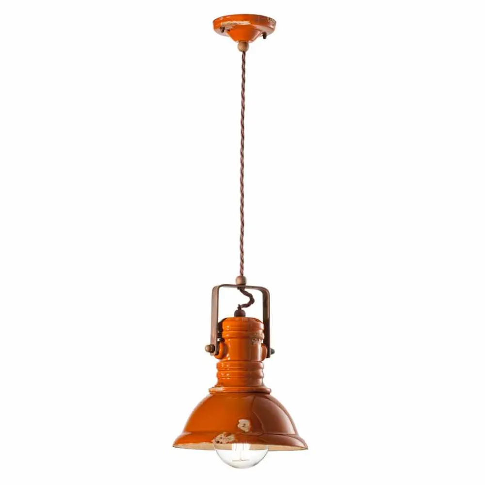 Ferroluce Pendelleuchten Vintage-Vintage Hängelampe aus Keramik Cameron im Retro Style