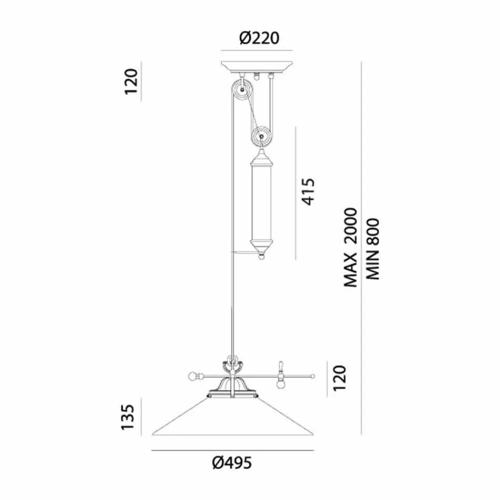Il Fanale Pendelleuchten Vintage-Vintage Hängelampe Up and Down Messing und Muranoglas - Country von