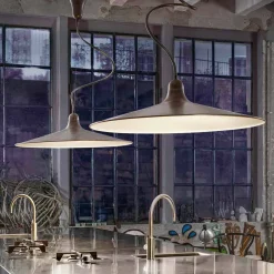 Aldo Bernardi Pendelleuchten Vintage-Vintage Hängeleuchte aus Alluminium Made in Italy – Sassmaòr