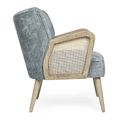 Viadurini Living Klassische Sessel-Vintage Holzsessel mit Rattan und Polyester Armlehnen - Ludovica