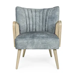 Viadurini Living Klassische Sessel-Vintage Holzsessel mit Rattan und Polyester Armlehnen - Ludovica