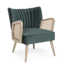 Viadurini Living Klassische Sessel-Vintage Holzsessel mit Rattan und Polyester Armlehnen - Ludovica