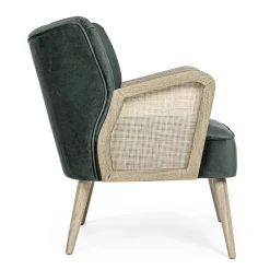 Viadurini Living Klassische Sessel-Vintage Holzsessel mit Rattan und Polyester Armlehnen - Ludovica