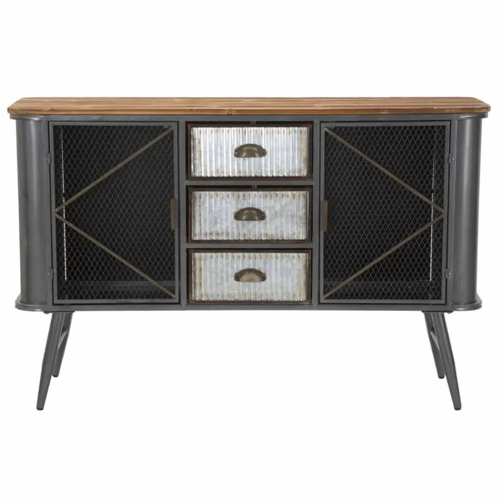 Viadurini Living Sideboards-Vintage Industrial Design Wohnzimmer Sideboard aus Eisen und Holz - Akimi