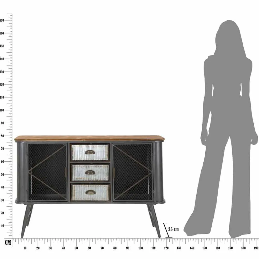 Viadurini Living Sideboards-Vintage Industrial Design Wohnzimmer Sideboard aus Eisen und Holz - Akimi