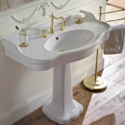 Viadurini Bathroom Vintage Waschbecken|Keramikwaschbecken-Vintage Keramik Badezimmer Konsole auf Colonna, Made in Italy - Paulina