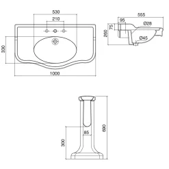 Viadurini Bathroom Vintage Waschbecken|Keramikwaschbecken-Vintage Keramik Badezimmer Konsole auf Colonna, Made in Italy - Paulina