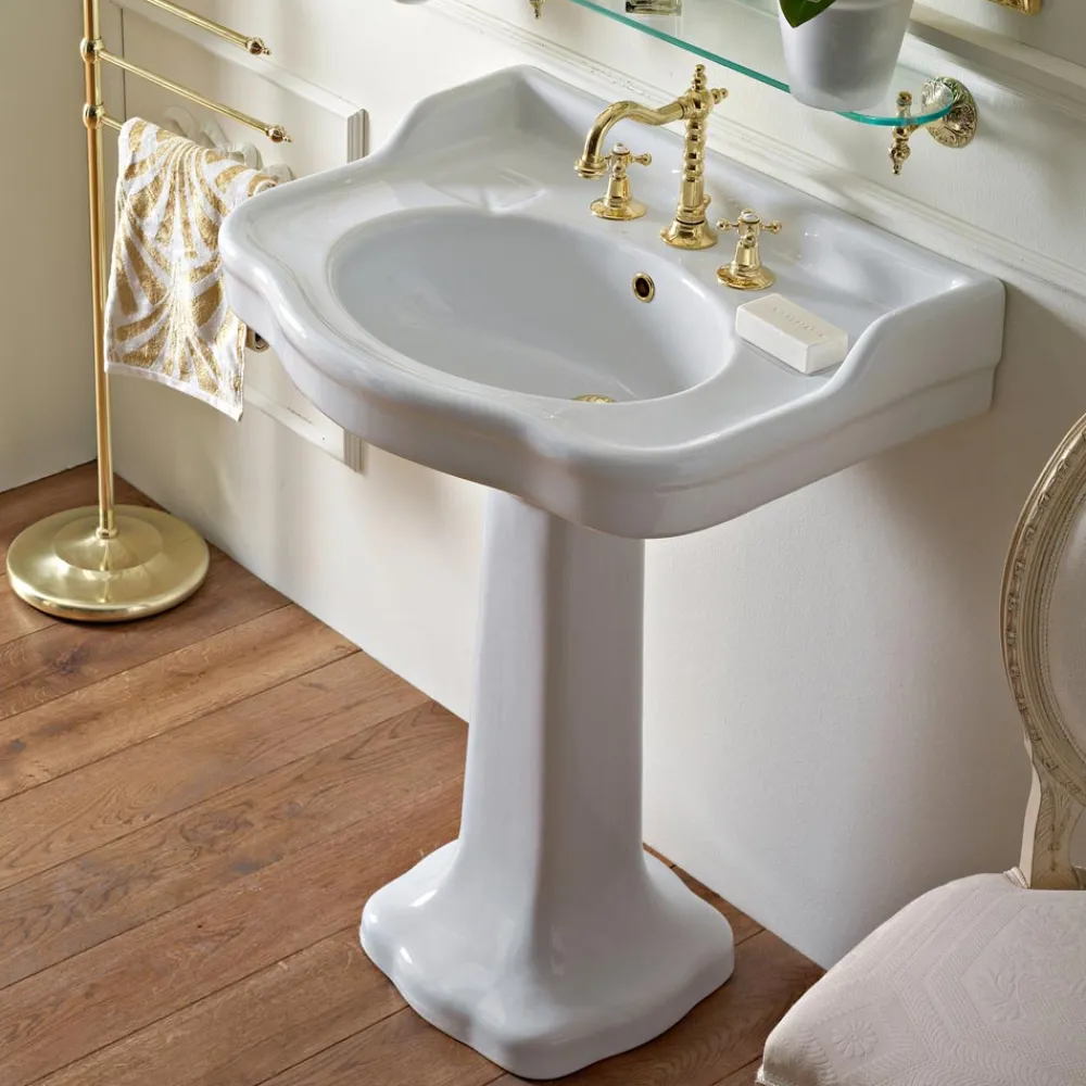 Viadurini Bathroom Vintage Waschbecken|Keramikwaschbecken-Vintage Keramik Badezimmer Konsole auf Colonna, Made in Italy - Paulina