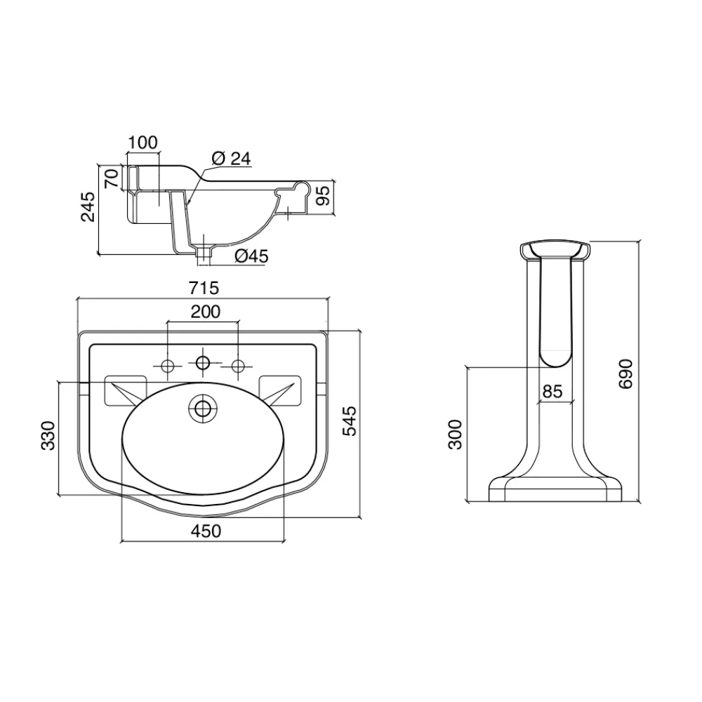Viadurini Bathroom Vintage Waschbecken|Keramikwaschbecken-Vintage Keramik Badezimmer Konsole auf Colonna, Made in Italy - Paulina