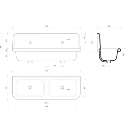 Viadurini Bathroom Vintage Waschbecken|Farbige Waschbecken-Vintage Keramik Waschbecken mit zwei Becken auf Struktur Calvin