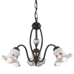 Ferroluce Vintage Kronleuchter-Vintage Kronleuchter 3 oder 5 Lichter aus Eisen und handbemalter Keramik - Chieti