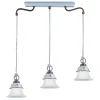 Ferroluce Pendelleuchten Vintage-Vintage 3-Licht-Hängelampe aus Eisen, Glas und Keramik - Ferrara