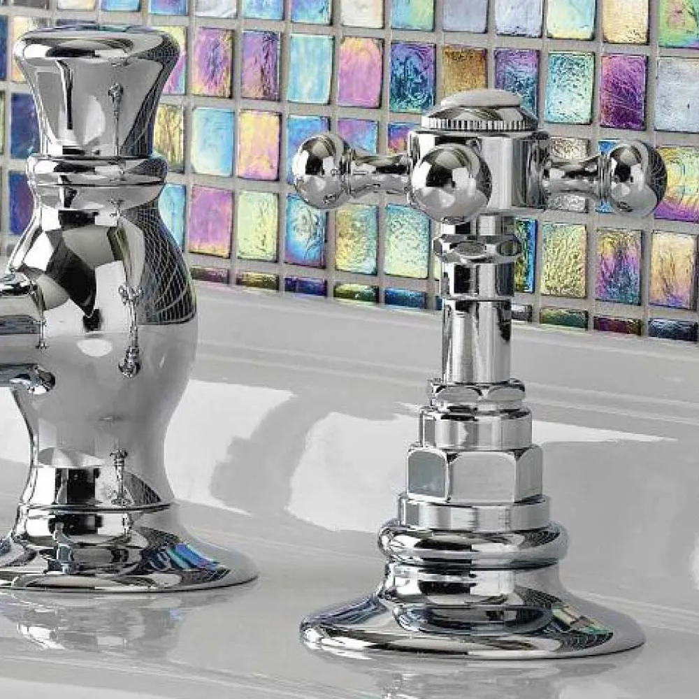 Viadurini Bathroom Waschbeckenarmaturen-Vintage 3-Loch Waschtischarmatur aus Vintage Messing Made in Italy - Elisea