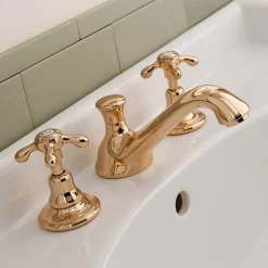 Viadurini Bathroom Waschbeckenarmaturen-Vintage 3-Loch Waschtischarmatur aus Messing Made in Italy - Klarisa