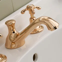 Viadurini Bathroom Waschbeckenarmaturen-Vintage 3-Loch Waschtischarmatur aus Messing Made in Italy - Klarisa