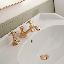 Viadurini Bathroom Waschbeckenarmaturen-Vintage 3-Loch Waschtischarmatur aus Messing Made in Italy - Klarisa