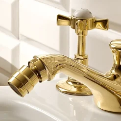 Viadurini Bathroom Bidetarmaturen-Vintage 3-Loch-Bidetarmaturen aus Messing Made in Italy - Katerina