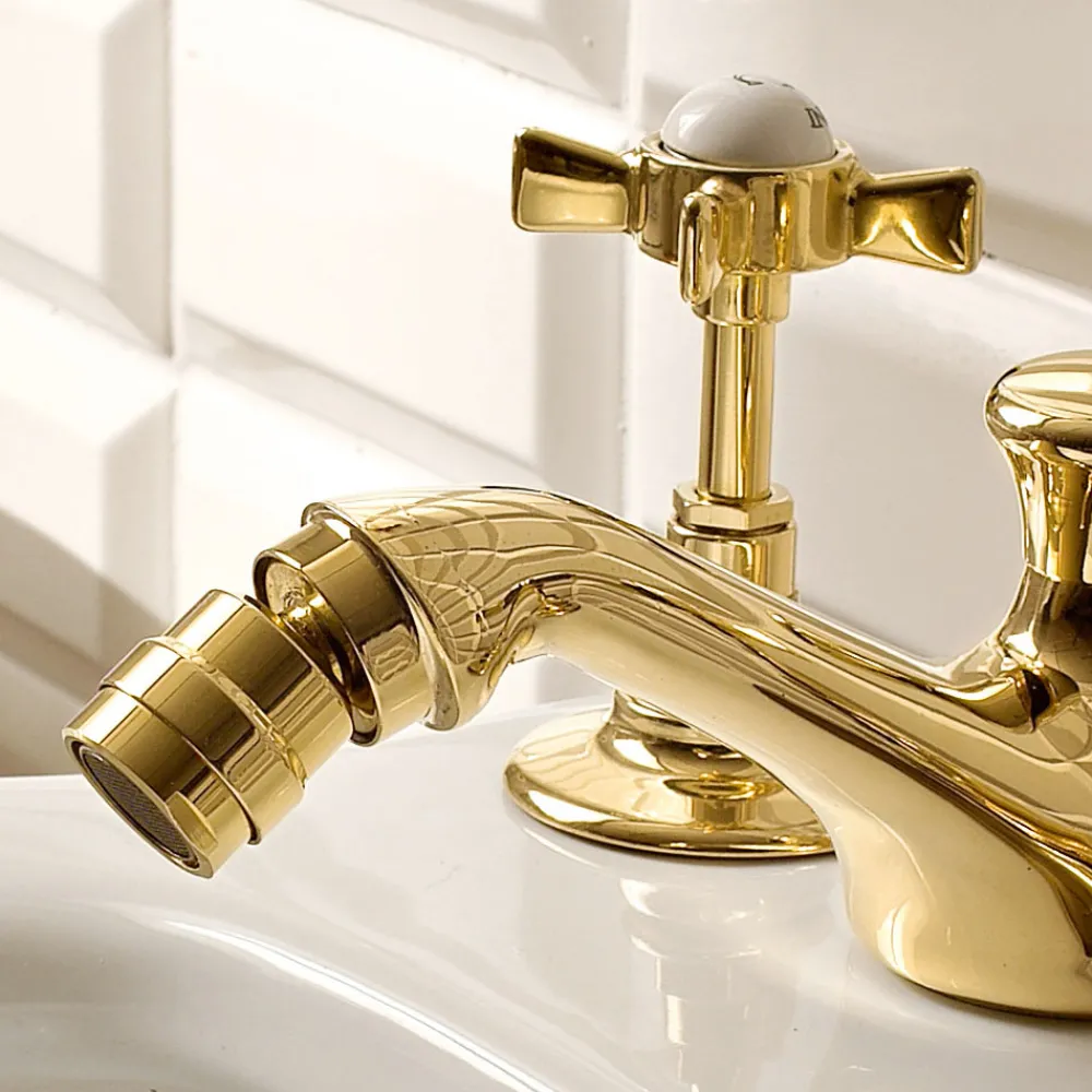 Viadurini Bathroom Bidetarmaturen-Vintage 3-Loch-Bidetarmaturen aus Messing Made in Italy - Katerina