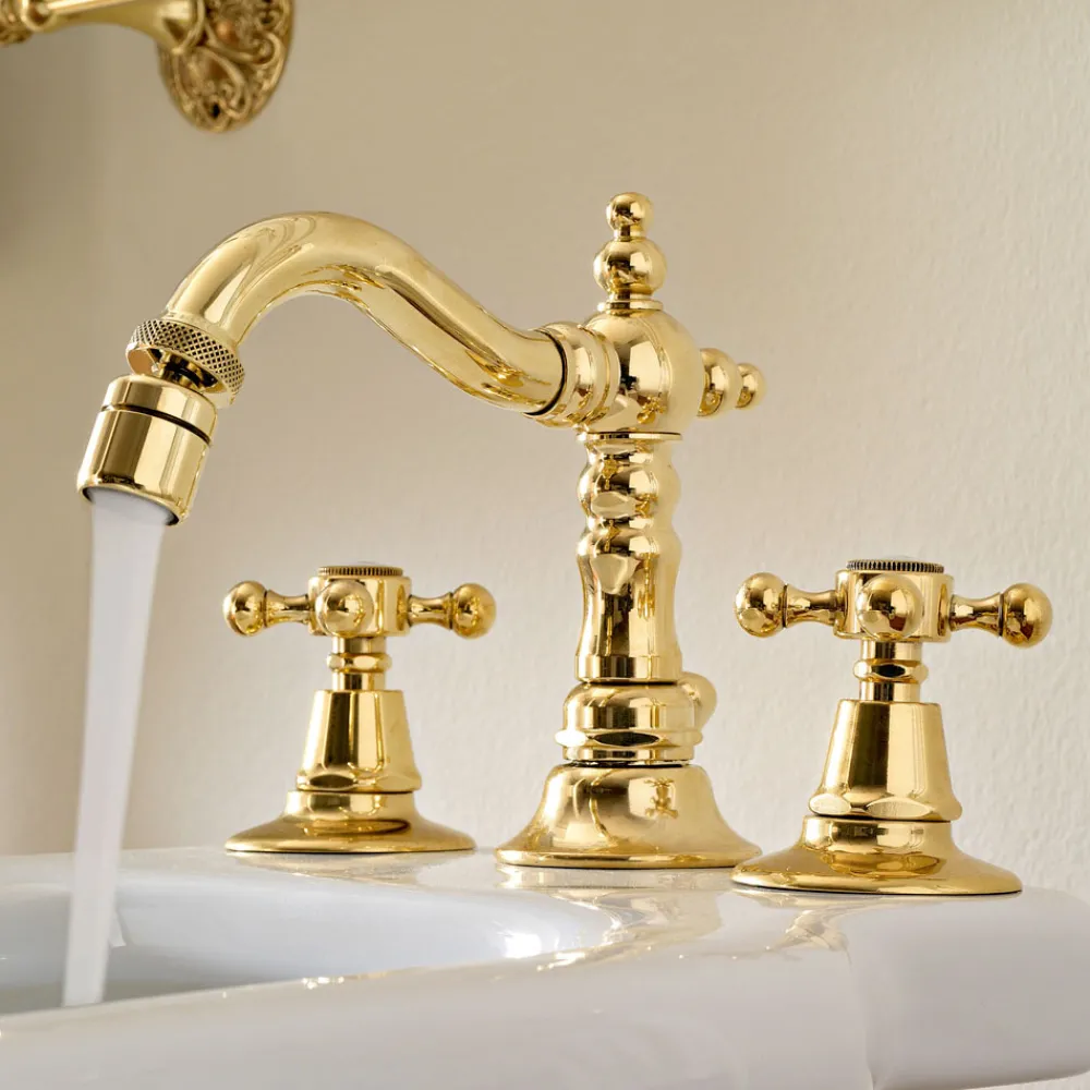 Viadurini Bathroom Bidetarmaturen-Vintage 3-Loch-Bidetarmaturen aus Vintage-Messing Made in Italy - Ursula